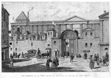 La poste de Paris devant la colonnade du Louvre au XVIIe siècle